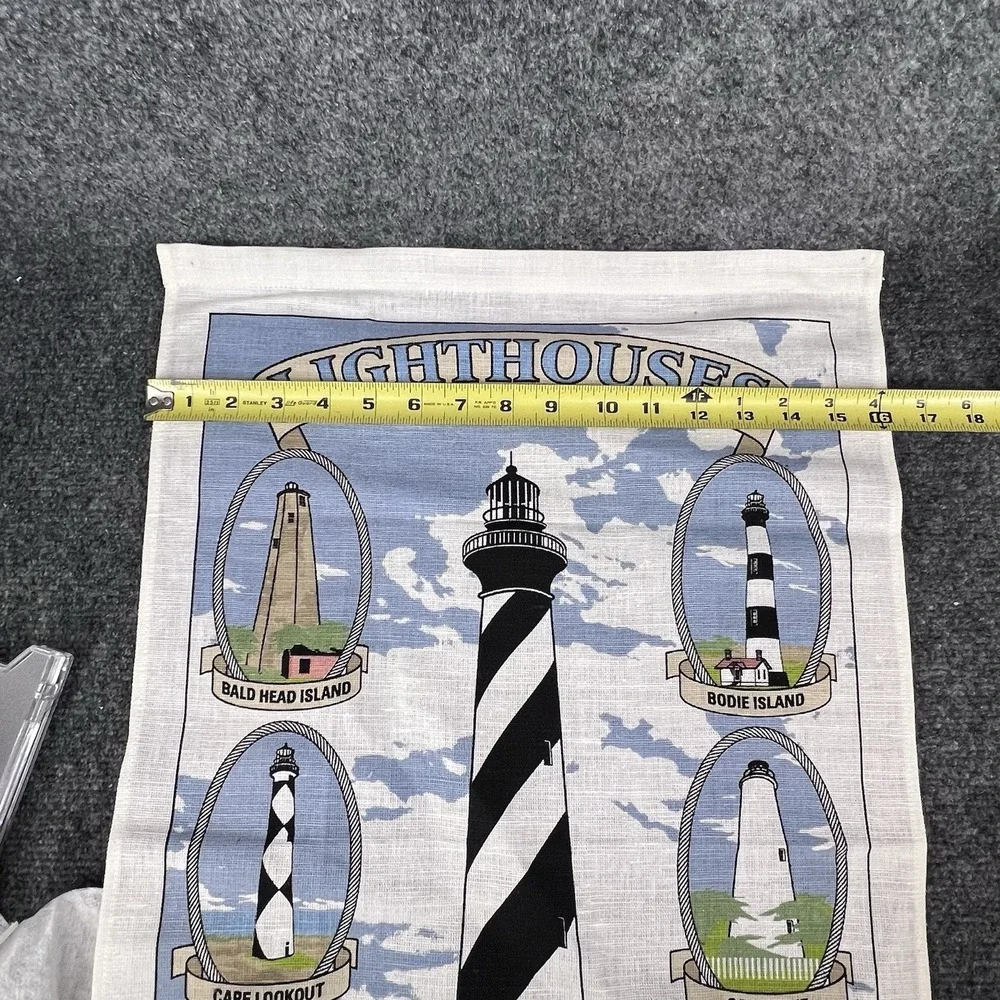 North Carolina NC Lighthouses Linen Wall Tapestry Souvenir Banner Beach 16 x 26